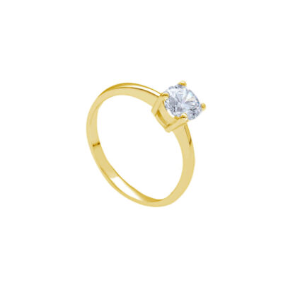 Anello Donna Solitario In Oro Giallo 750 con Zircone