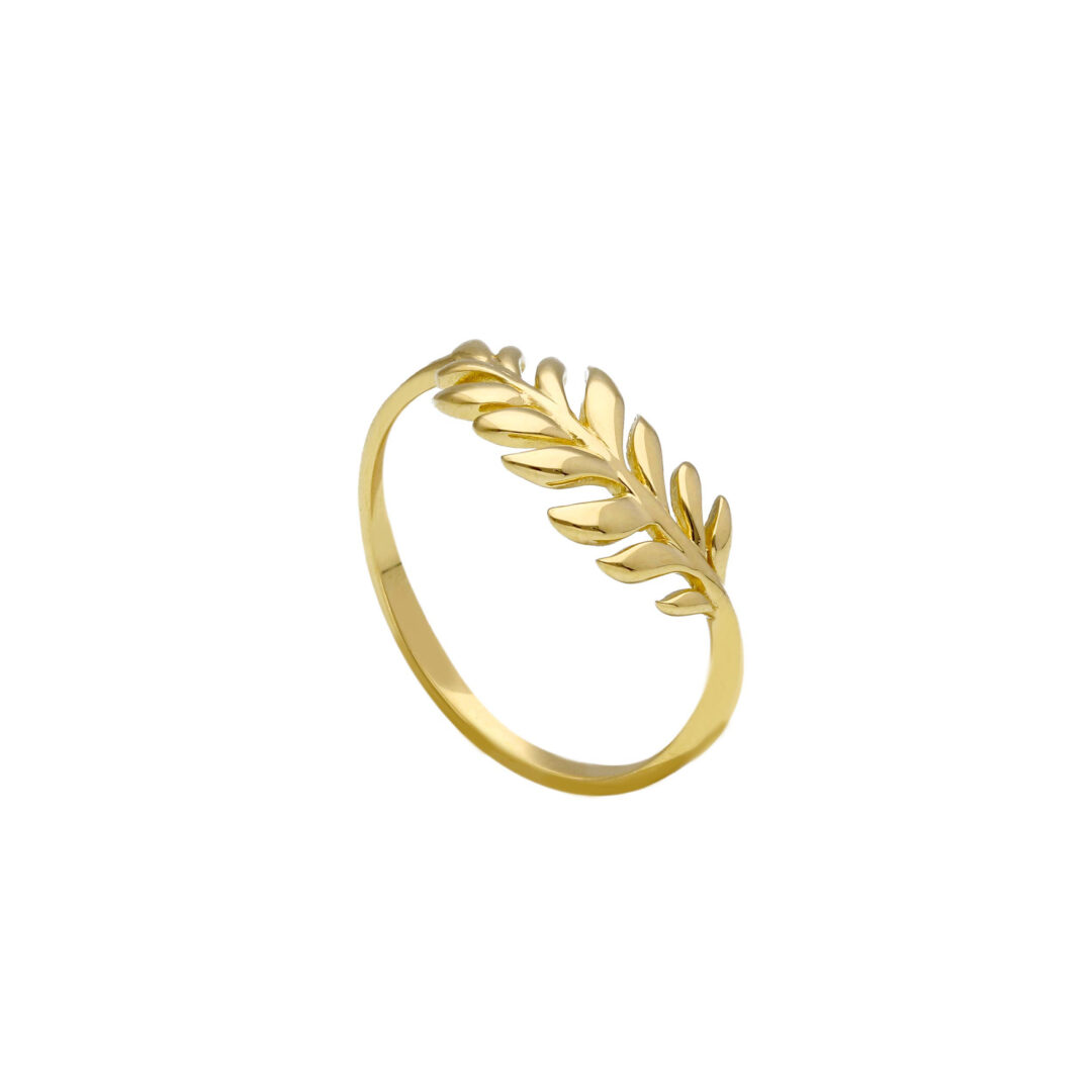 Anello Donna In Oro Giallo e 750 con Foglie