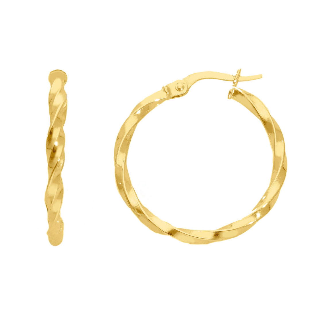Orecchini a Cerchio Oro Giallo 750 Tondi Canna Ritorta 1,7 mm