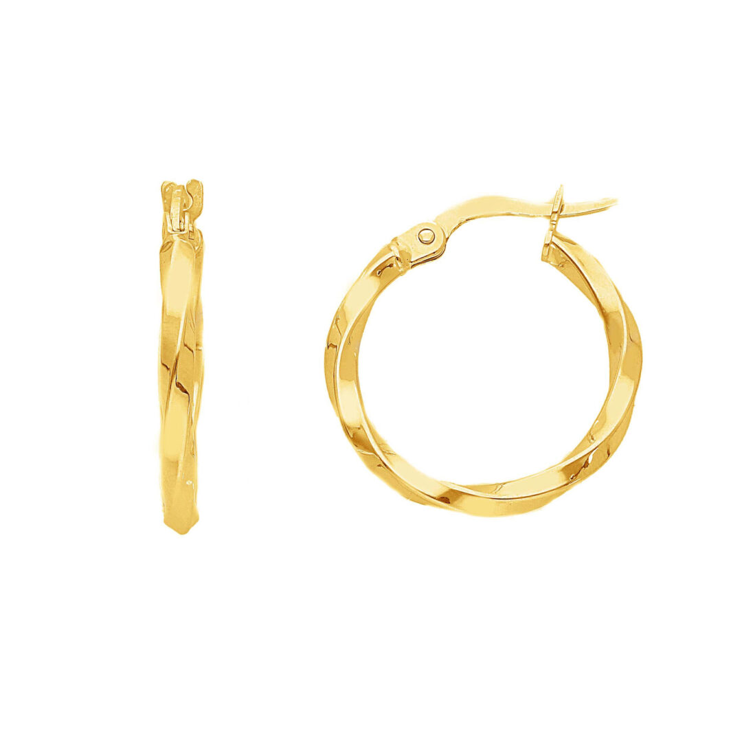 Orecchini a Cerchio Oro Giallo 750 Tondi Canna Ritorta 1,7 mm