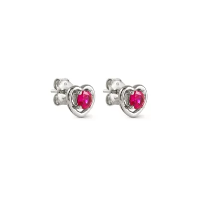 Orecchini a Cuore Nomination Cosmiclove in Argento 925 e Zircone Rosso 241711/006
