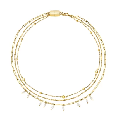 Collana Acciaio Dorato Donna Breil Magnetica System Pearl’s Dream Tj3761