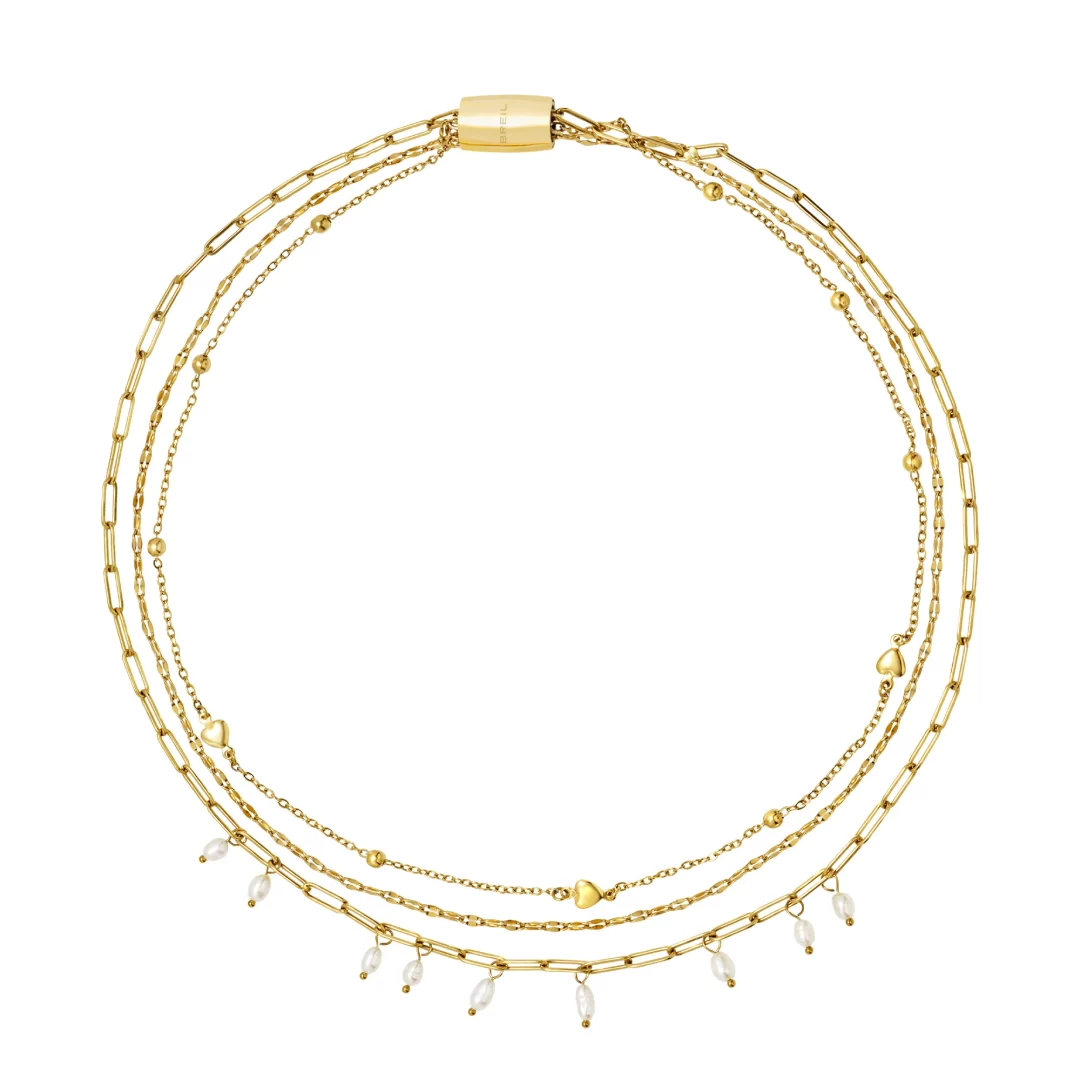 Collana Acciaio Dorato Donna Breil Magnetica System Pearl’s Dream Tj3761