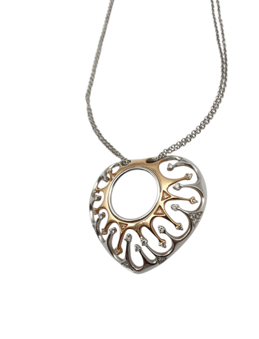 Girocollo DonnaOro in Oro Bianco Con Cuore con Diamanti - immagine 4