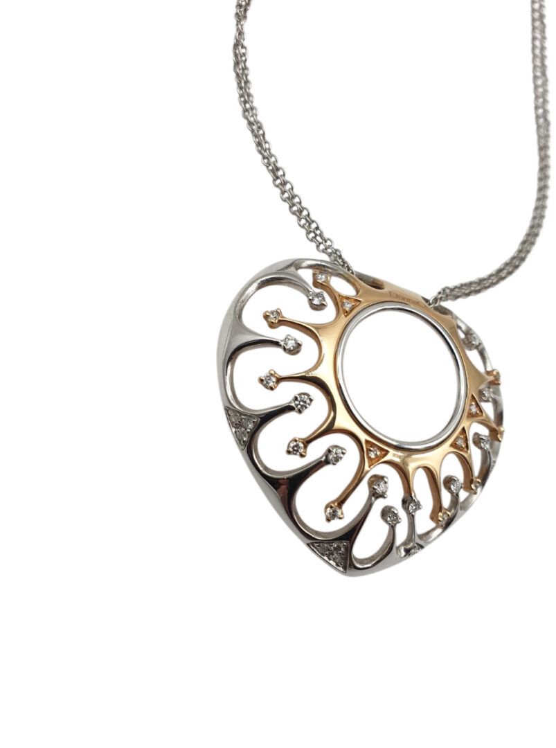 Girocollo DonnaOro in Oro Bianco Con Cuore con Diamanti - immagine 3