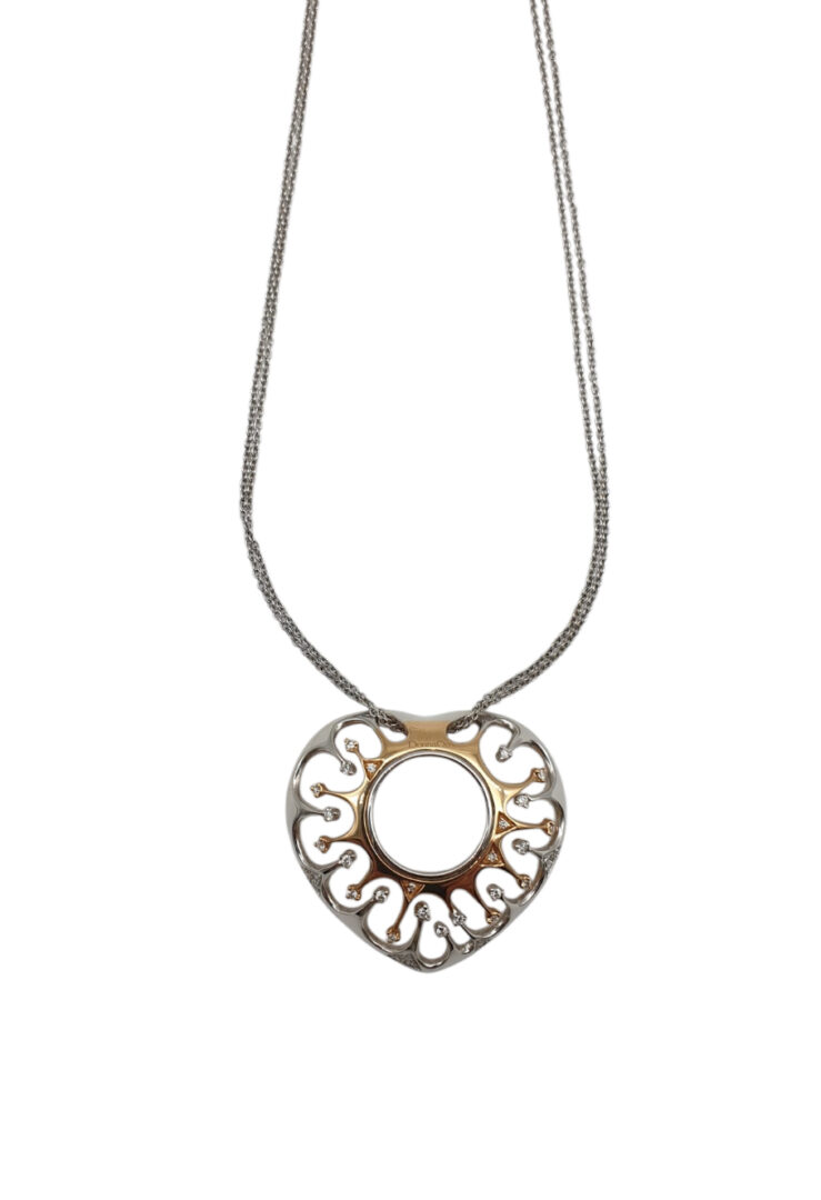 Girocollo DonnaOro in Oro Bianco Con Cuore con Diamanti - immagine 2
