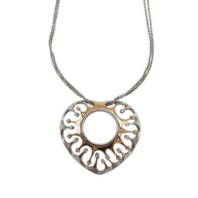 Girocollo DonnaOro in Oro Bianco Con Cuore con Diamanti