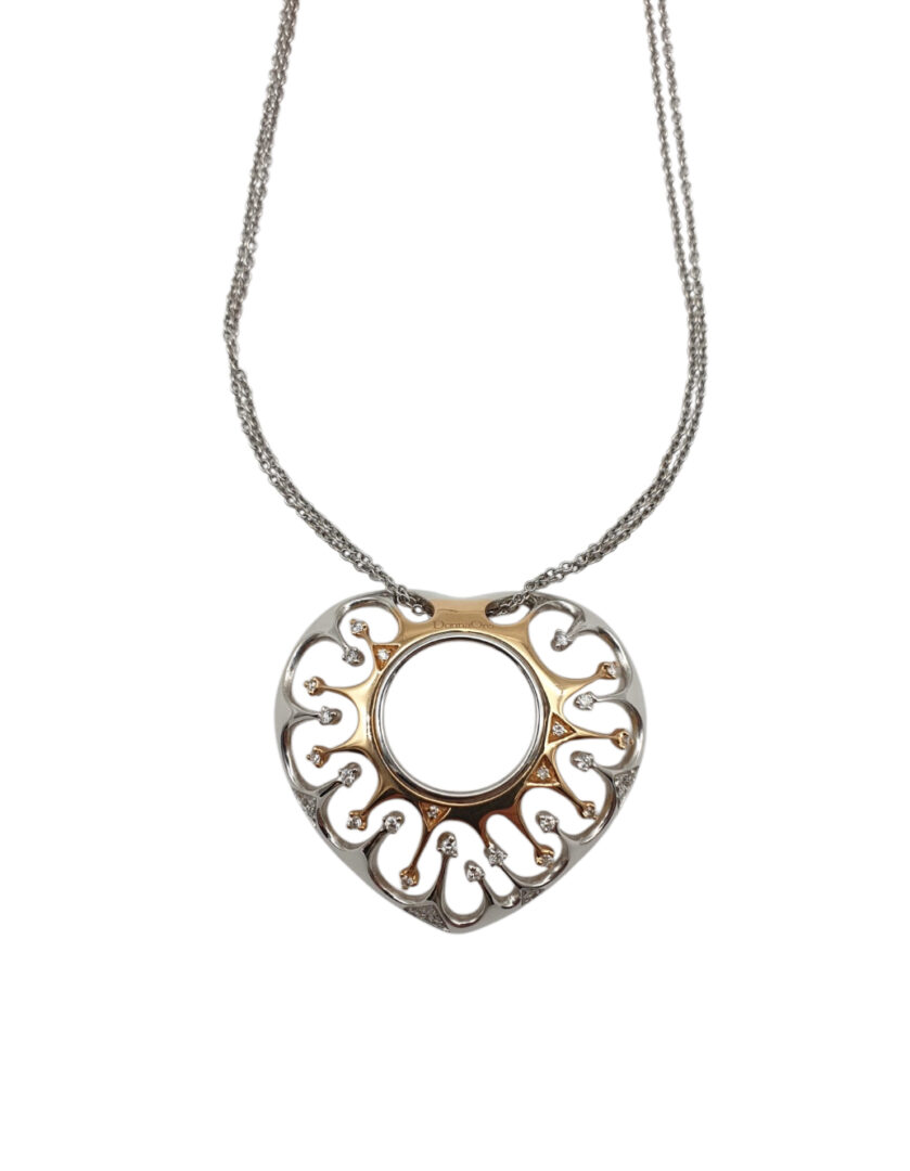 Girocollo DonnaOro in Oro Bianco Con Cuore con Diamanti