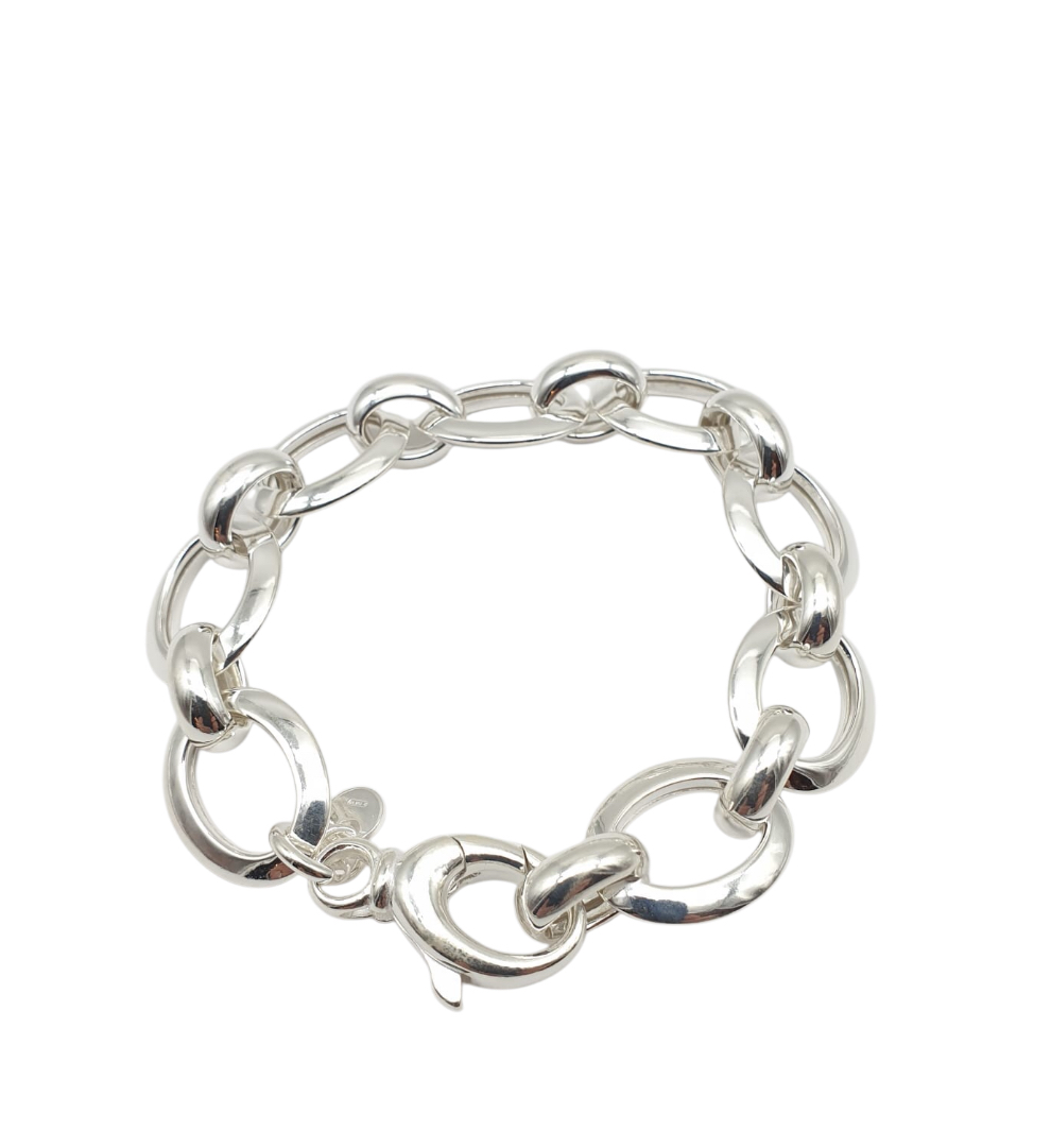 Bracciale Donna in Argento 925 a Maglia Larga Ovale