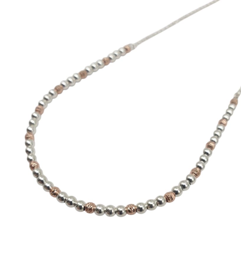 Girocollo Donna In Argento Bicolore 925 con Palline