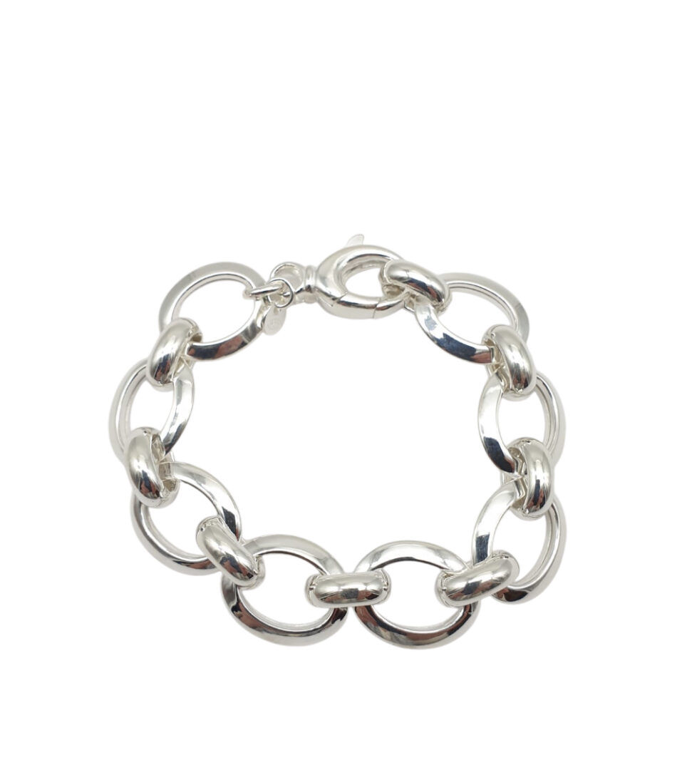 Bracciale Donna in Argento 925 a Maglia Larga Ovale - immagine 2