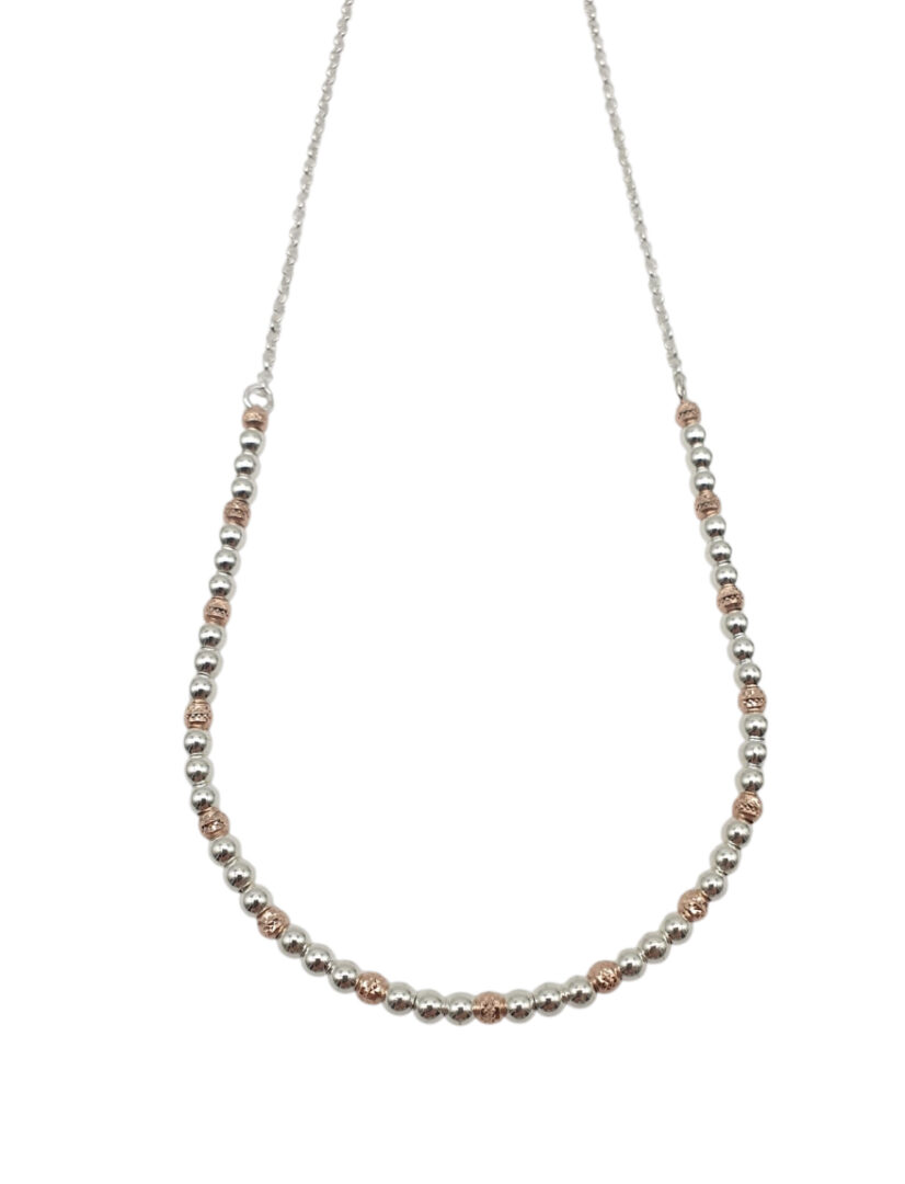 Girocollo Donna In Argento Bicolore 925 con Palline - immagine 2