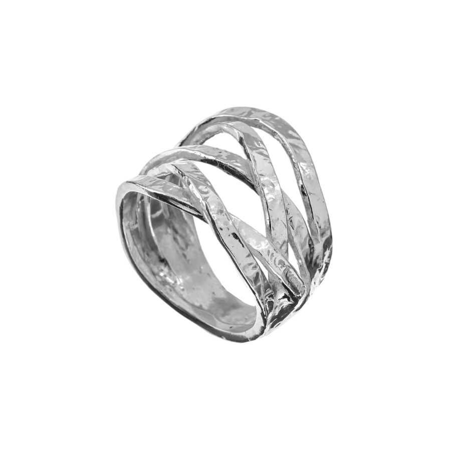 Anello Sierra In Argento Naturale Athena con Intreccio AT1365