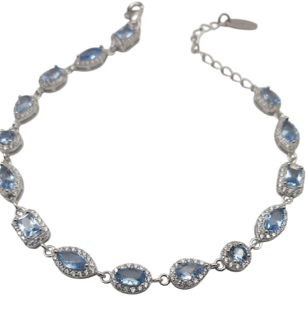 BraccialeSovrani in Argento con Zirconi Bianchi e Azzurri J11001 - immagine 2