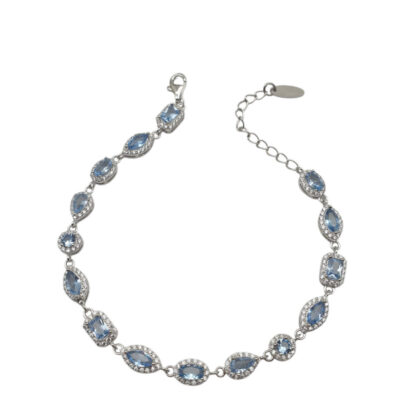 BraccialeSovrani in Argento con Zirconi Bianchi e Azzurri J11001