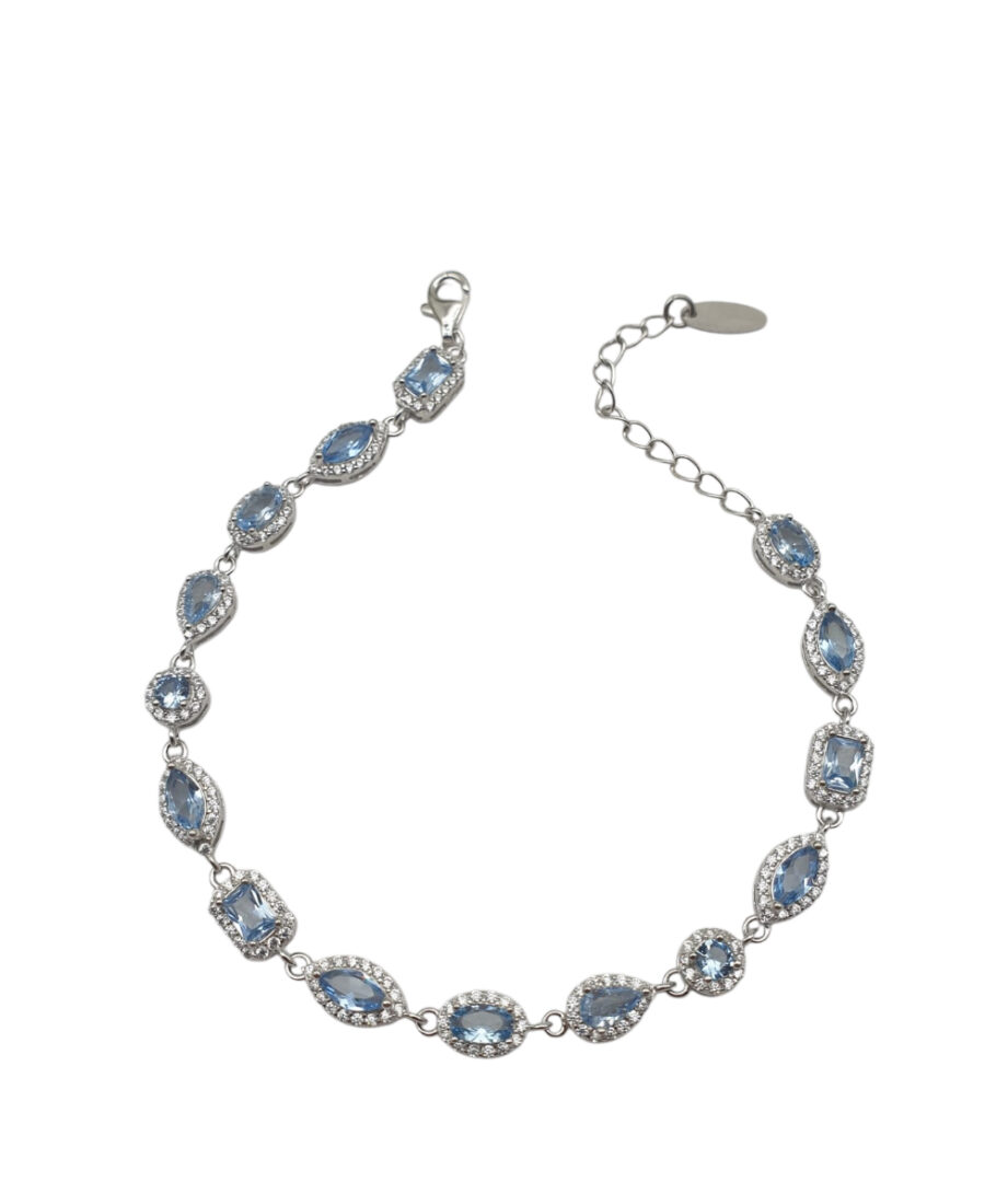 BraccialeSovrani in Argento con Zirconi Bianchi e Azzurri J11001