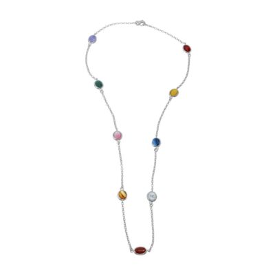 Collana Lunga Euforia In Argento Naturale Athena Con Pietre Dure MPCN6326