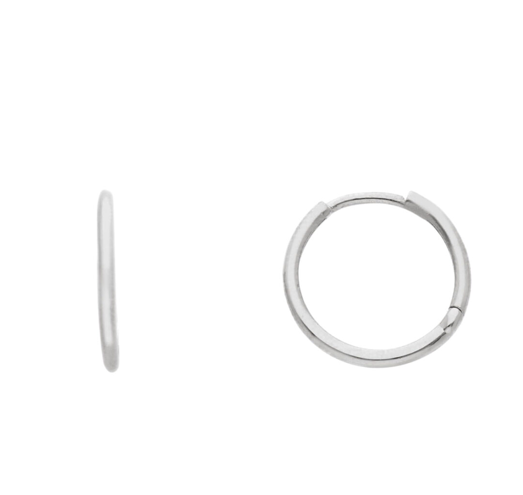Orecchini a Cerchio Oro Bianco 750 Tondi Canna Liscia cm 1,1