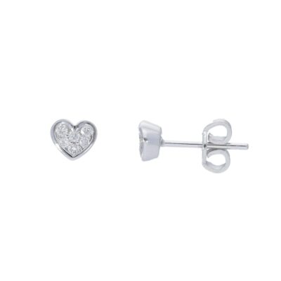 Orecchini In Oro Bianco 750 a Cuore con Diamanti