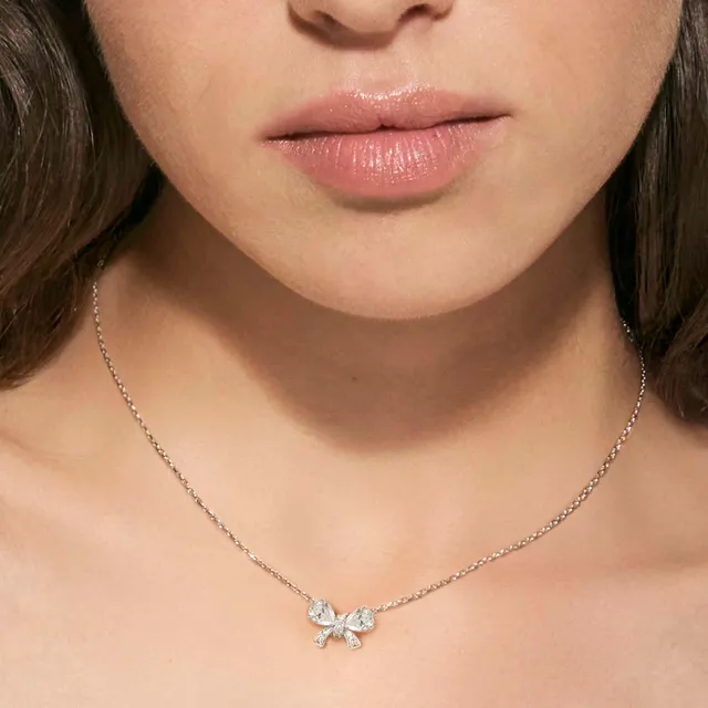 Girocollo in Argento Nomination Shine Me up Fiocco con Zirconi Bianchi 241902/008 - immagine 2