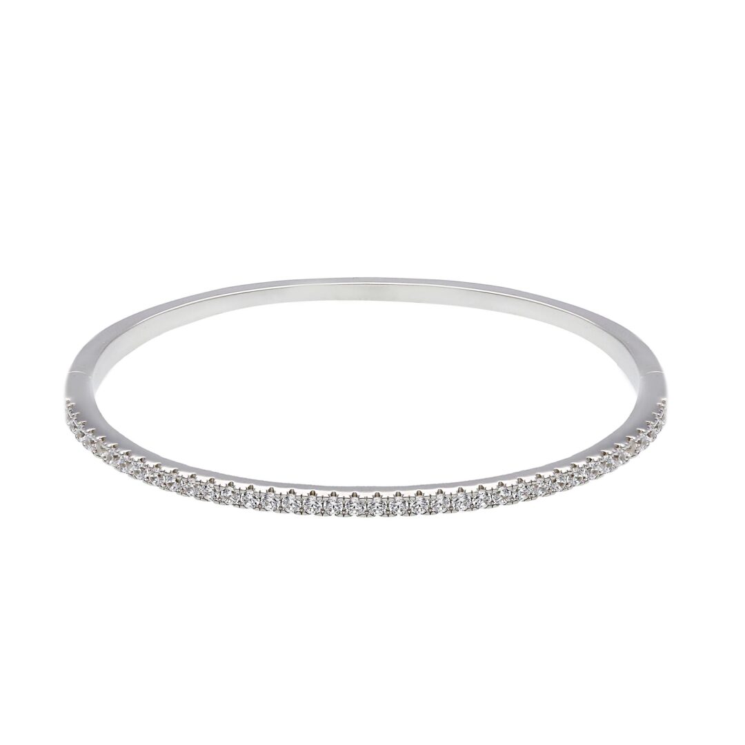 Bracciale in Argento 925 Rigido con Zirconi Bianchi