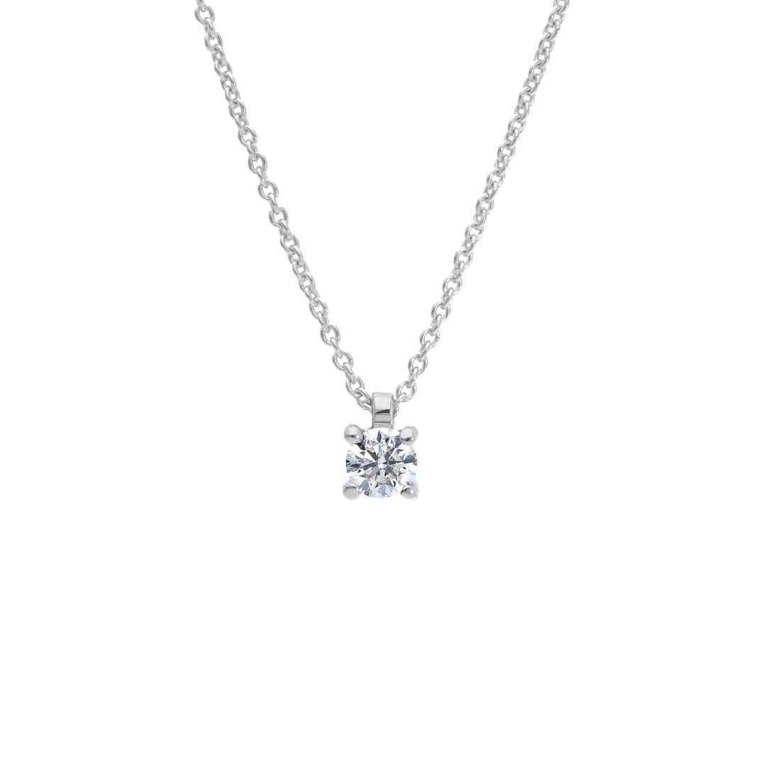 Girocollo Oro Bianco 750 Con Punto Luce Diamante 4 Griff