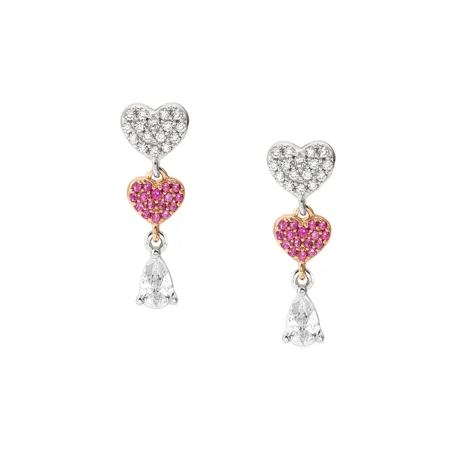 Orecchini Nomination in Argento Lucentissima con Cuori Bianchi e Rossi 240705/002