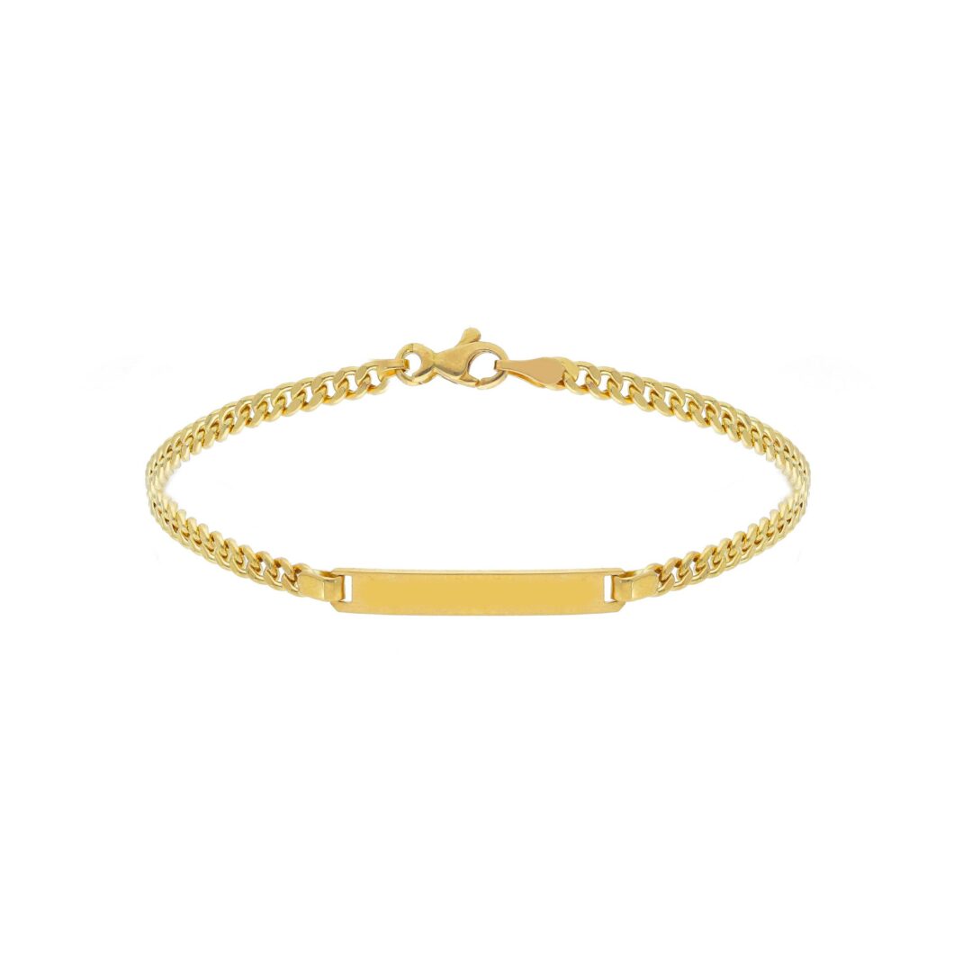 Bracciale Uomo Con Maglia Groumette in Oro Giallo 750 con Piastrina