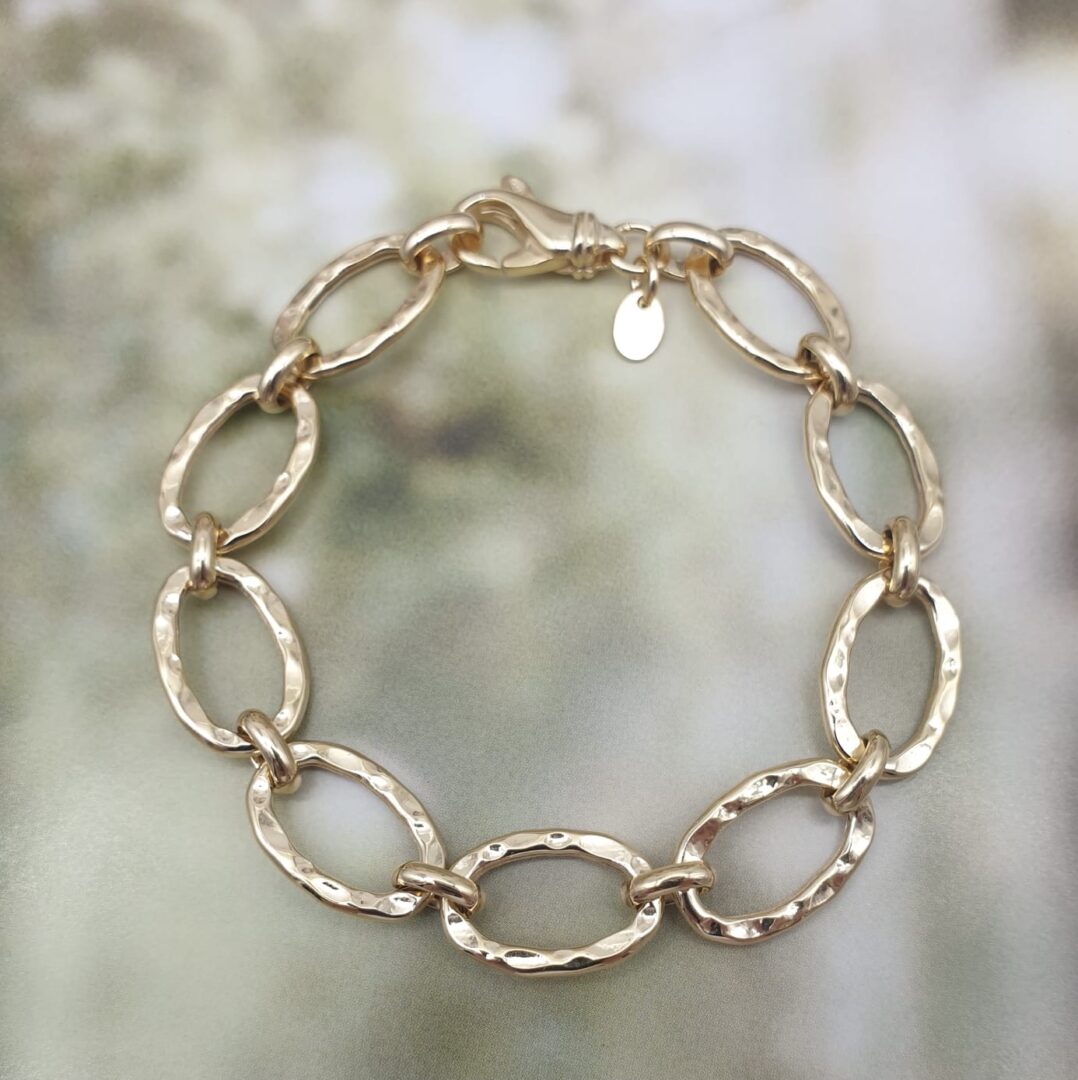 Bracciale Donna in Argento Dorato 925 a Maglia Ovale Larga - immagine 2