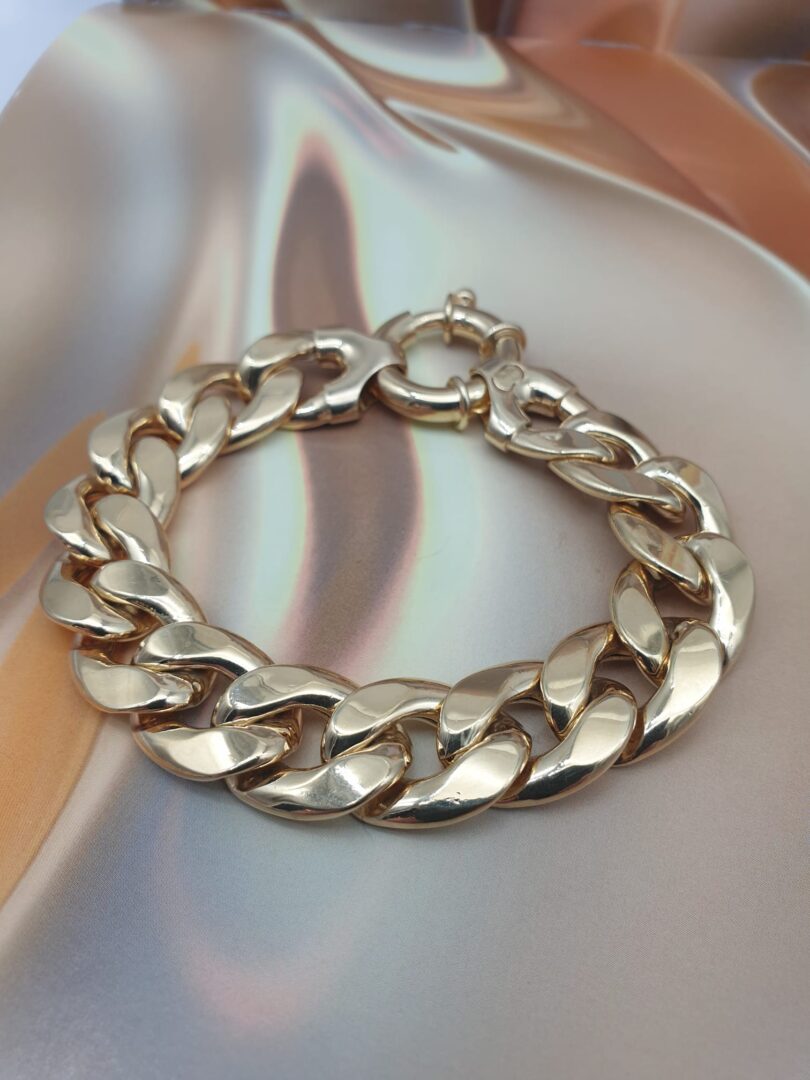 Bracciale Donna in Argento Dorato 925 a Maglia Groumette Larga - immagine 2