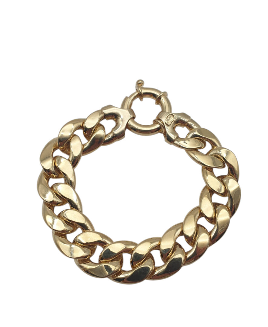 Bracciale Donna in Argento Dorato 925 a Maglia Groumette Larga