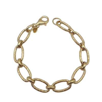 Bracciale Donna in Argento Dorato 925 a Maglia Ovale