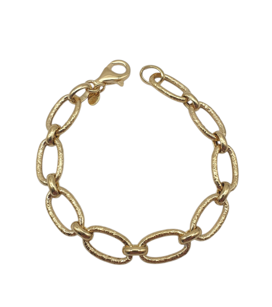 Bracciale Donna in Argento Dorato 925 a Maglia Ovale