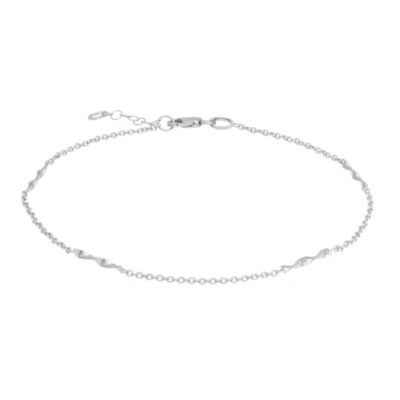 Cavigliera In Oro Bianco 750 con Maglia Alternata a Barrettine