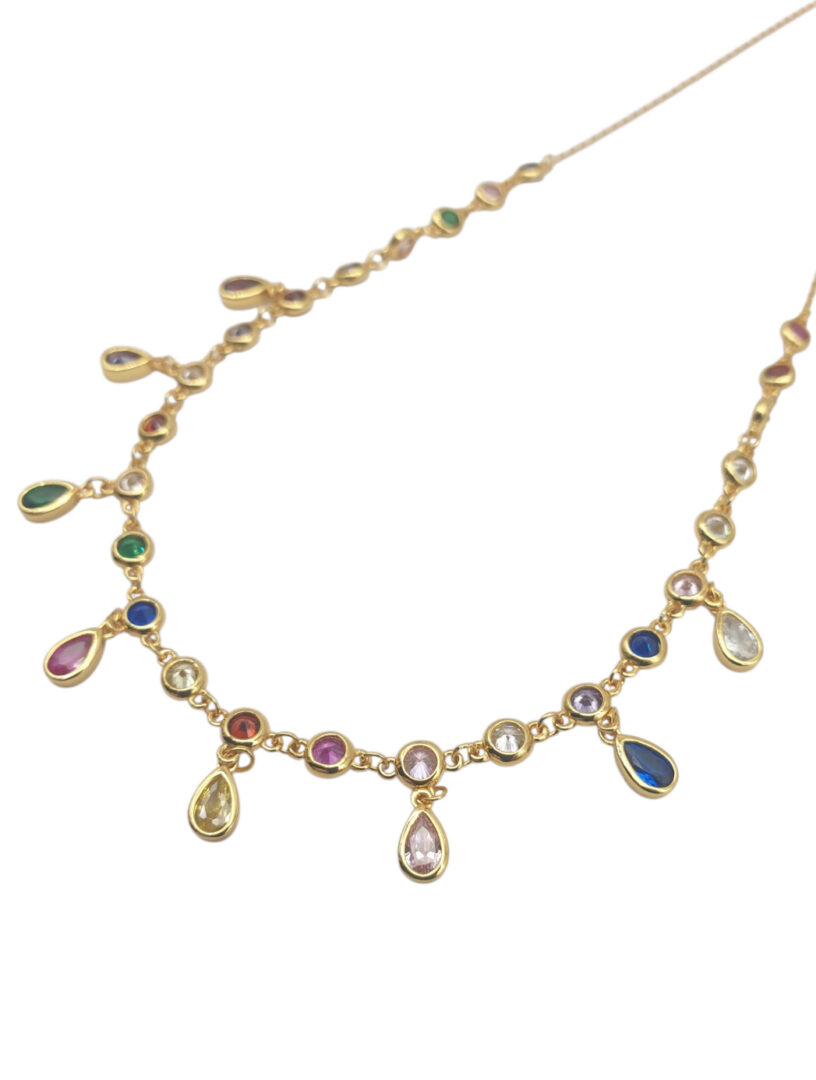 Girocollo in Argento Dorato con Zirconi Colorati - immagine 2
