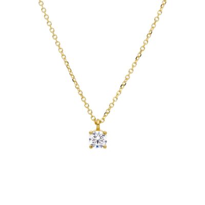 Girocollo Donna Oro Giallo 750 con Punto Luce con Zircone a 4 Griff 4 mm
