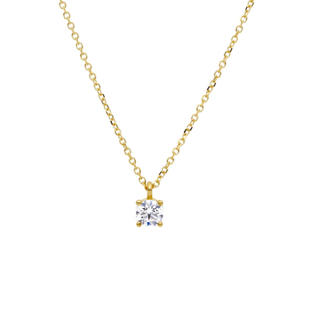 Girocollo Donna Oro Giallo 750 con Punto Luce con Zircone a 4 Griff 4 mm