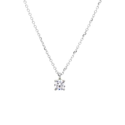 Girocollo Donna Oro Bianco 750 con Punto Luce con Zircone a 4 Griff 4 mm