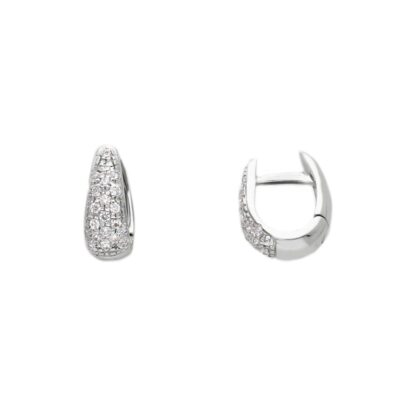 Orecchini  A Cerchio Ovale Oro Bianco 750 con Zirconi