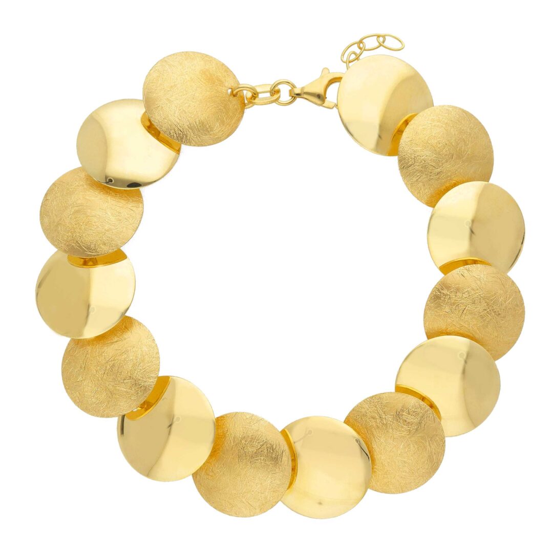 Bracciale Donna in Argento Dorato 925 a Maglia Tonda Piatta