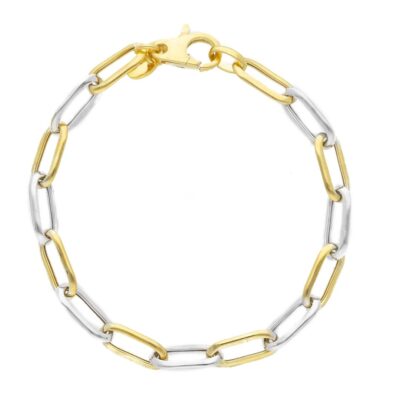 Bracciale Donna in Argento Bicolore 925 con Maglia Graffa