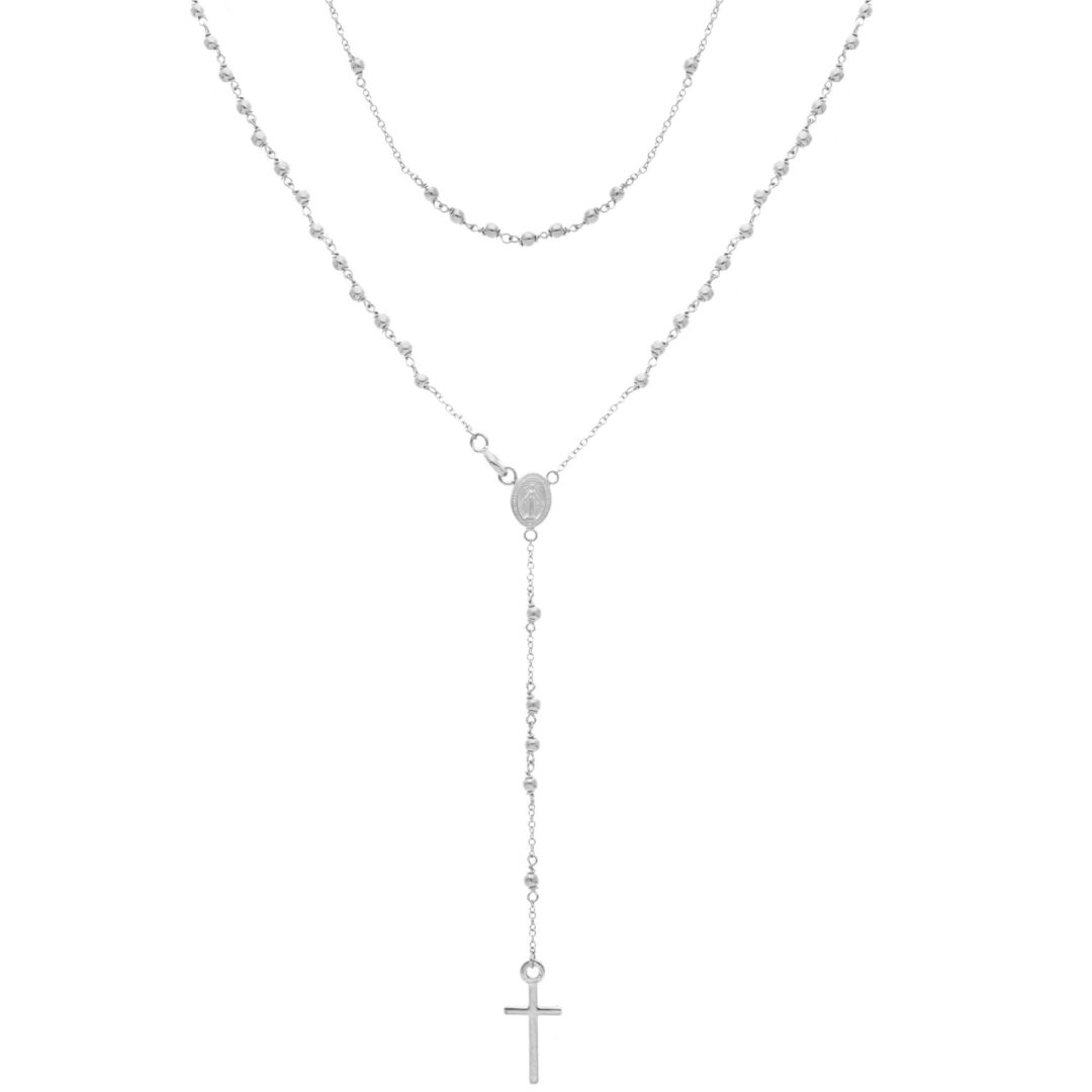 Girocollo Rosario Oro Bianco 750 con Madonna Miracolosa