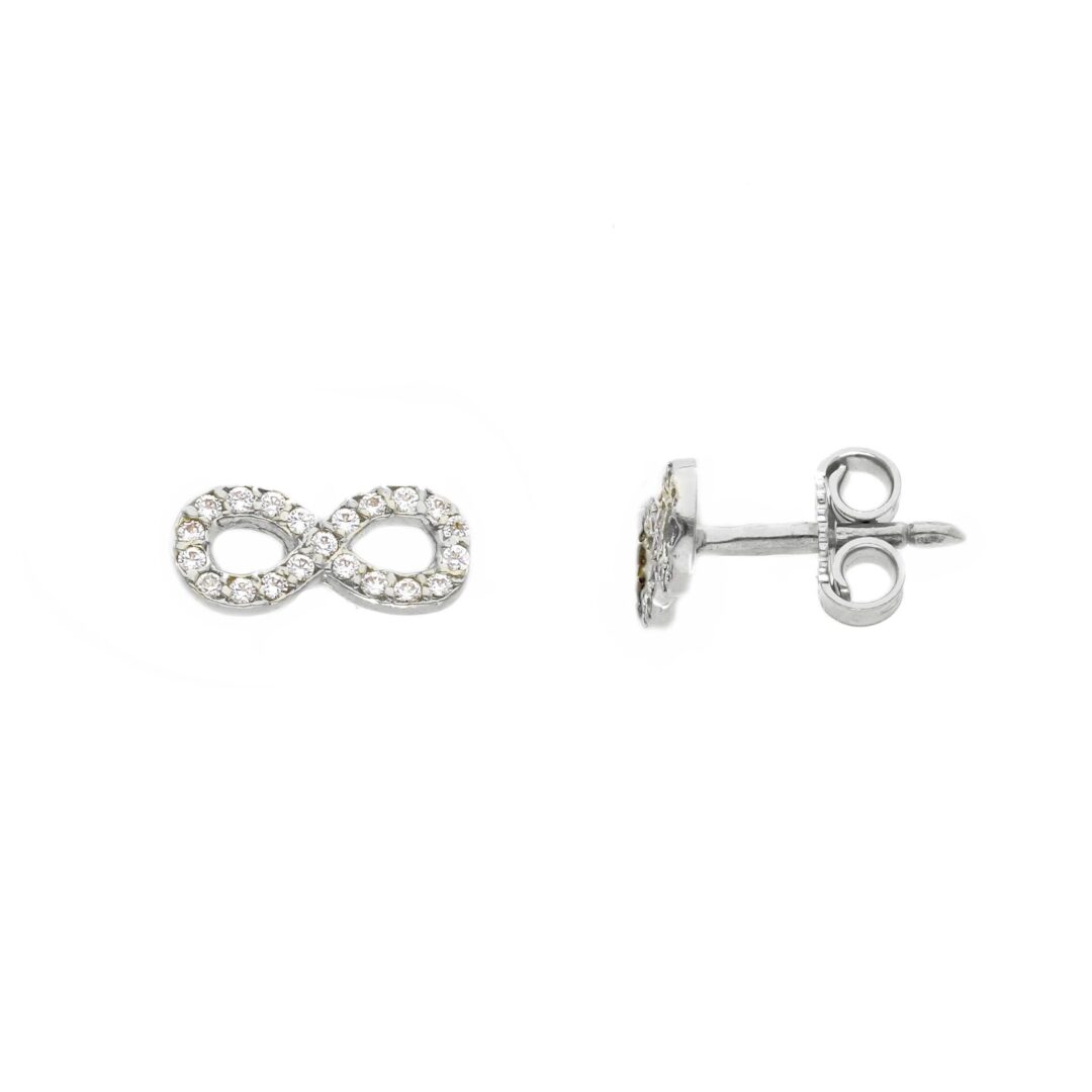 Orecchini Infinito in Oro Bianco 750 con Zirconi