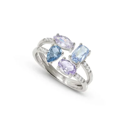 Anello In Argento Nomination Colour Wave con Zirconi Bianchi e Azzurri 149850/010/006