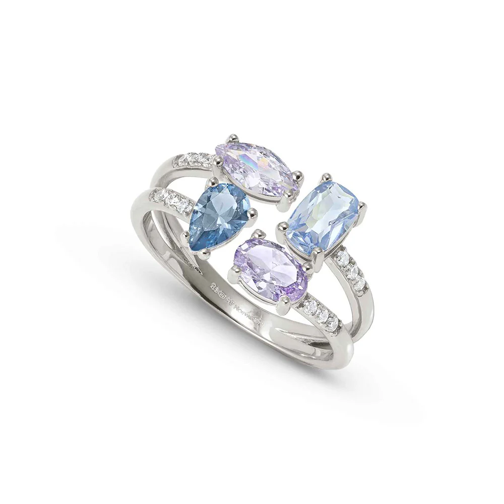 Anello In Argento Nomination Colour Wave con Zirconi Bianchi e Azzurri 149850/010/006