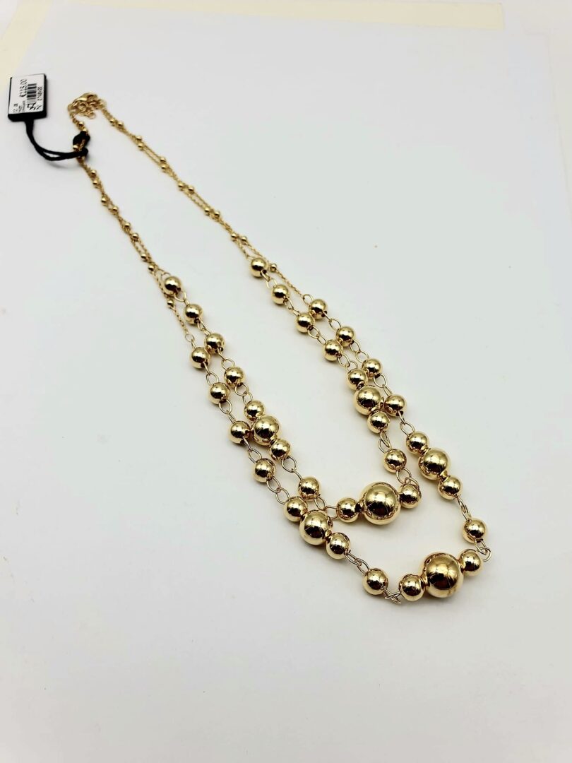 Girocollo Donna In Argento Dorato 925 con Doppia Catena con Boule - immagine 2