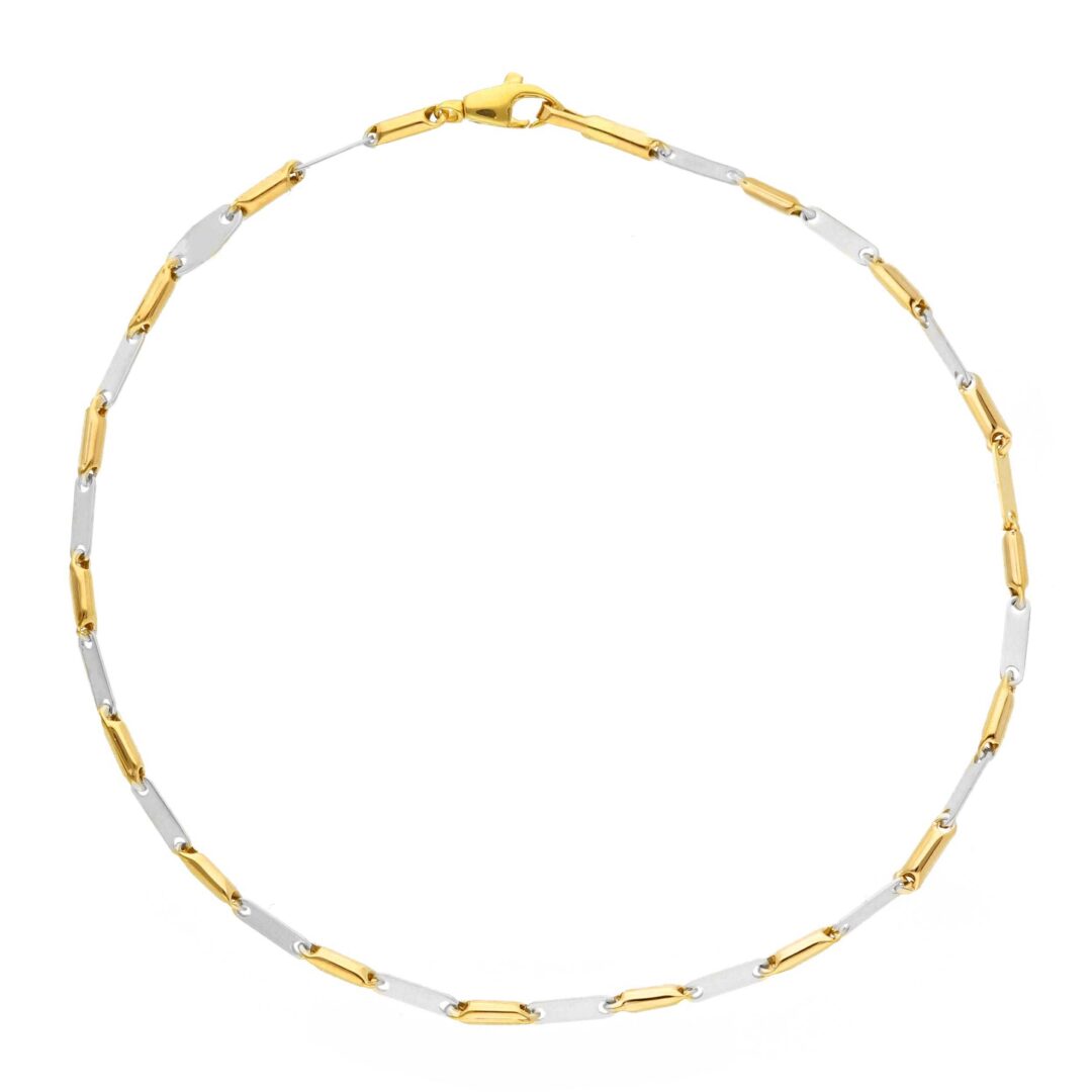Bracciale Uomo Maglia Fantasia in Oro Giallo e Bianco 750