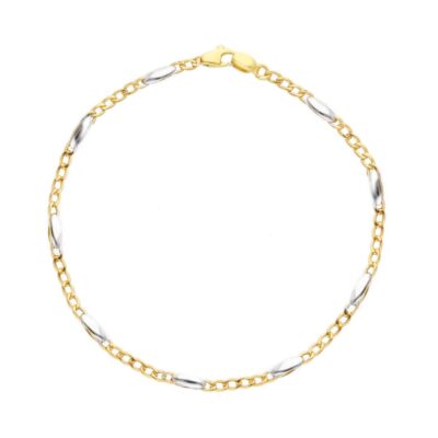 Bracciale Uomo Maglia Fantasia in Oro Giallo e Bianco 750