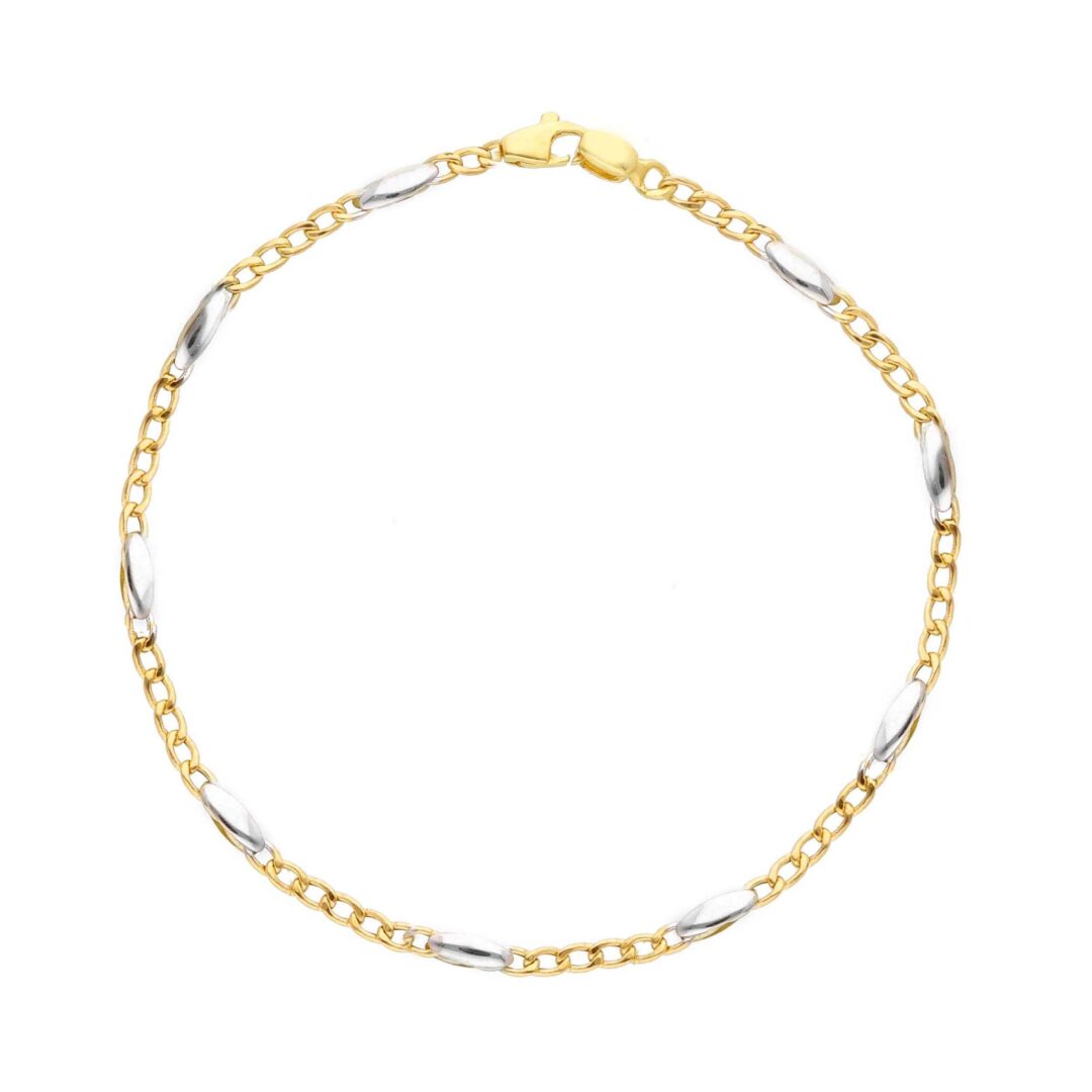 Bracciale Uomo Maglia Fantasia in Oro Giallo e Bianco 750