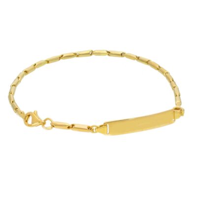 Bracciale Uomo Maglia Fantasia Tonda con Piastrina in Oro Giallo 750